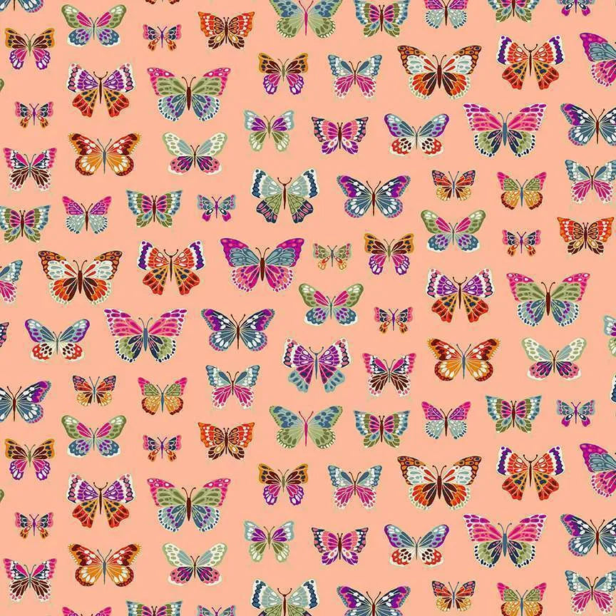 Makower - Luxe Butterflies Peach 2613/N Metallic