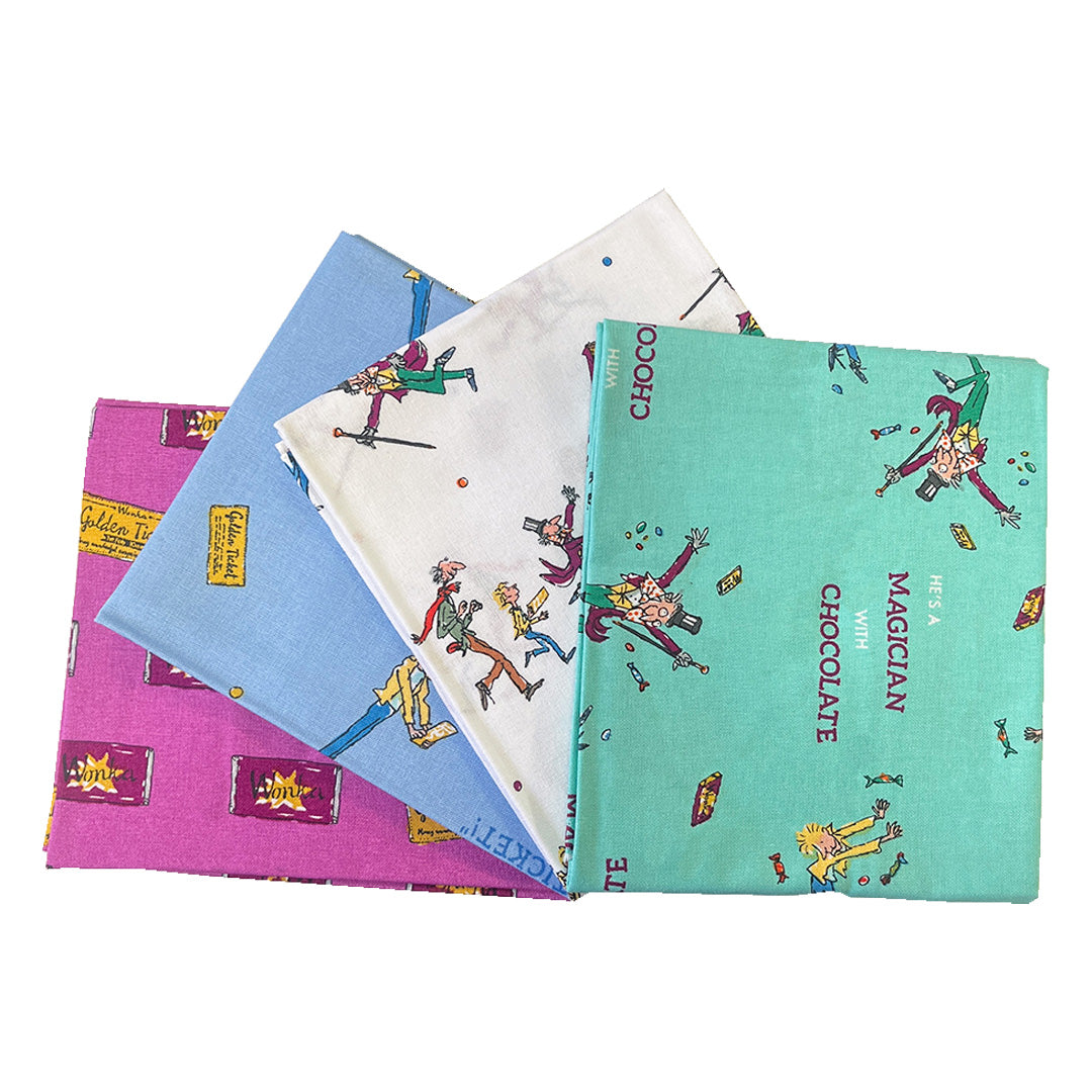 Fat Quarter bundle - Charlie and the chocolate factory Roald Dahl