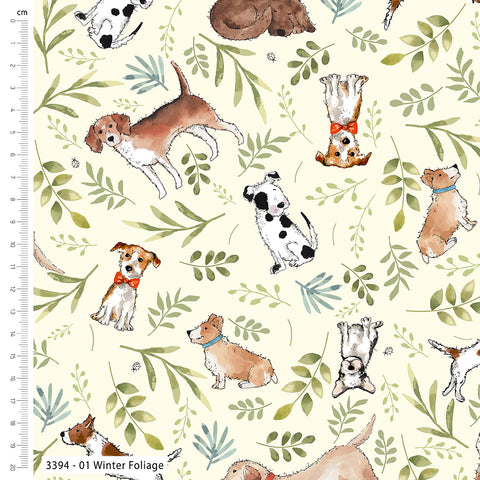 Craft cotton company - Mans Best Friend - Winter Foliage Dogs