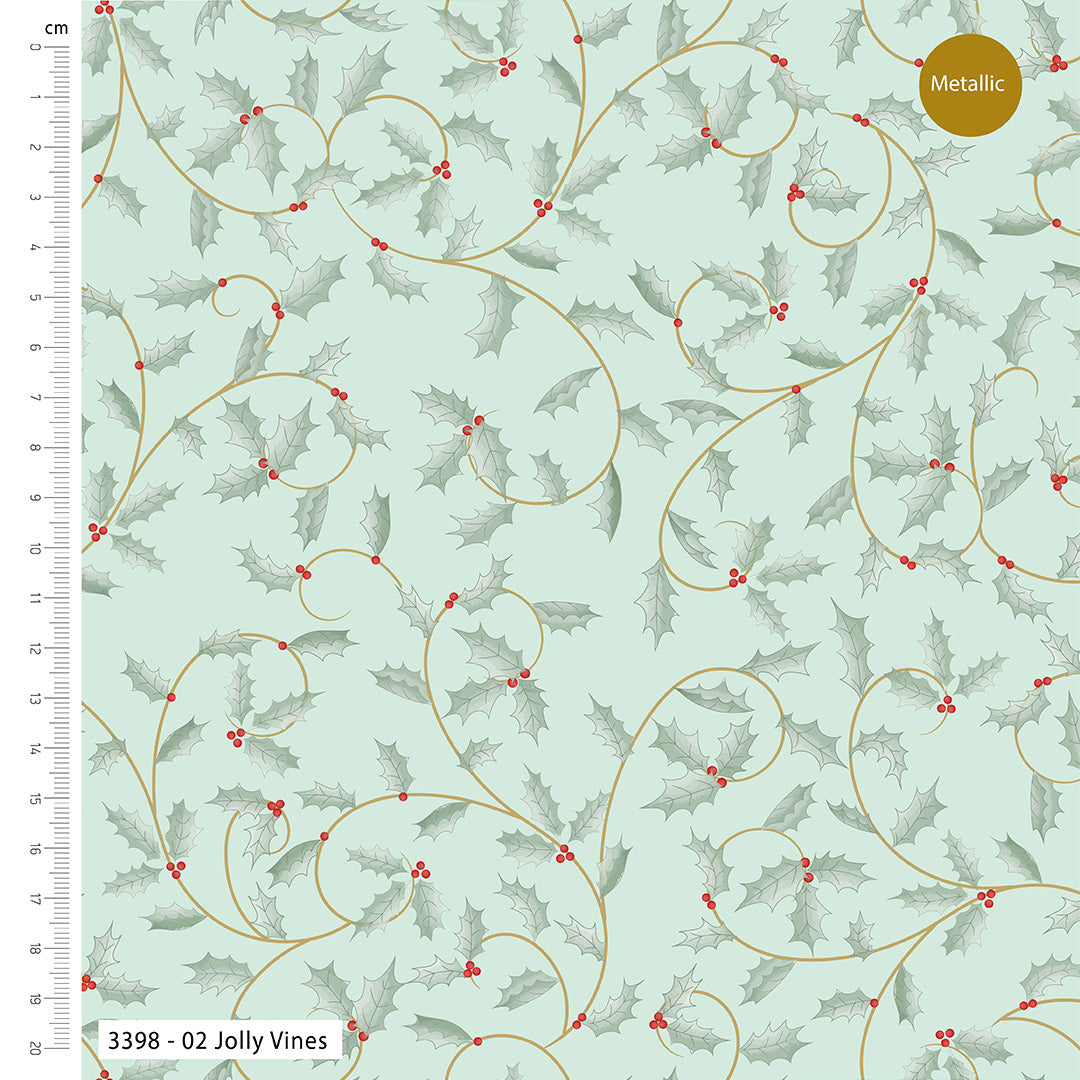 Craft cotton company - Scandi Holly – Christmas – Cotton Prints (3398)