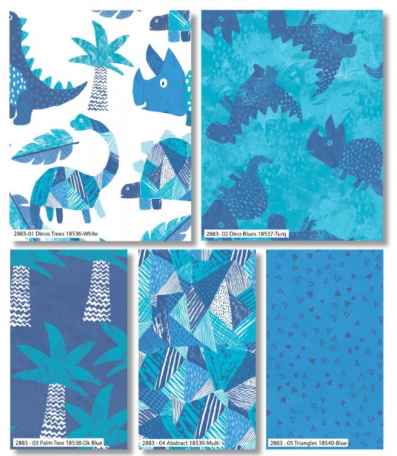 Blue Dinosaurs – 5 x Fat Quarter Bundle