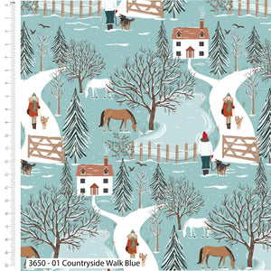 Craft cotton company – Christmas in the country by Victoria Louise Designs – Cotton Prints (3650) 01 countryside walk in blue