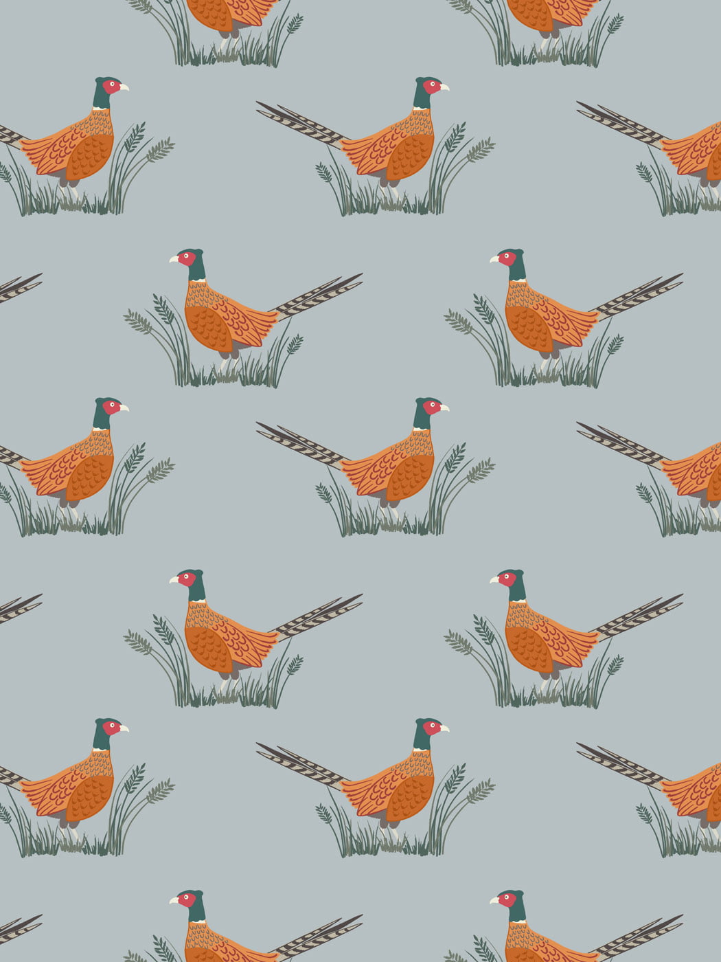 Lewis & Irene  -Country Life - Pheasants on grey - A91.1