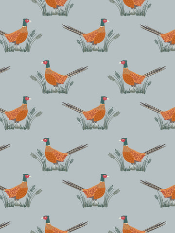 Lewis & Irene  -Country Life - Pheasants on grey - A91.1