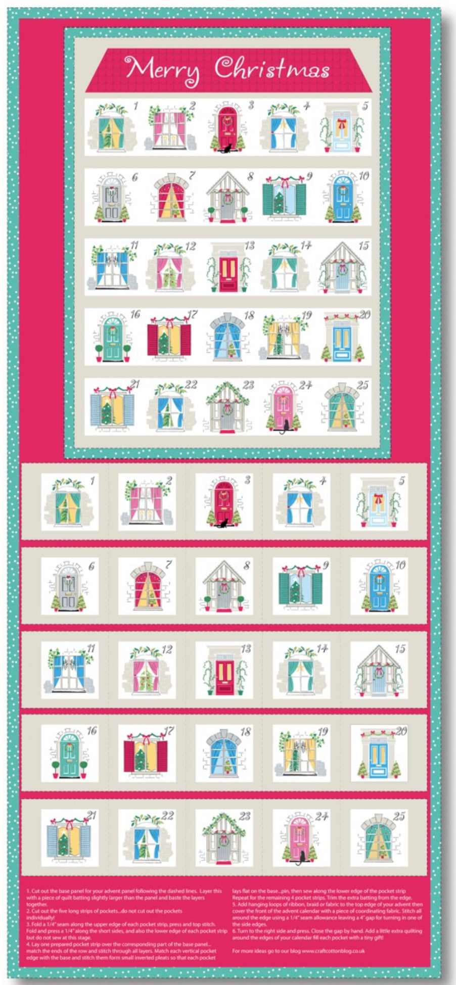 Craft Cotton Company Merry Christmas Advent Calender Panel