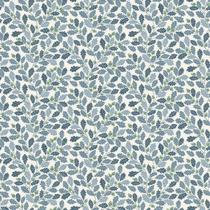 Makower - Heather and Sage 2532/B oak leaves blue green