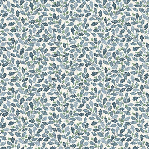 Makower - Heather and Sage 2532/B oak leaves blue green