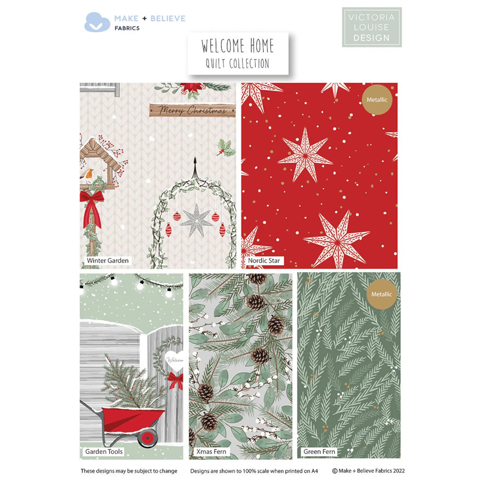 Victoria Louise Designs - Welcome home wreath – 5 x Fat Quarter Bundle