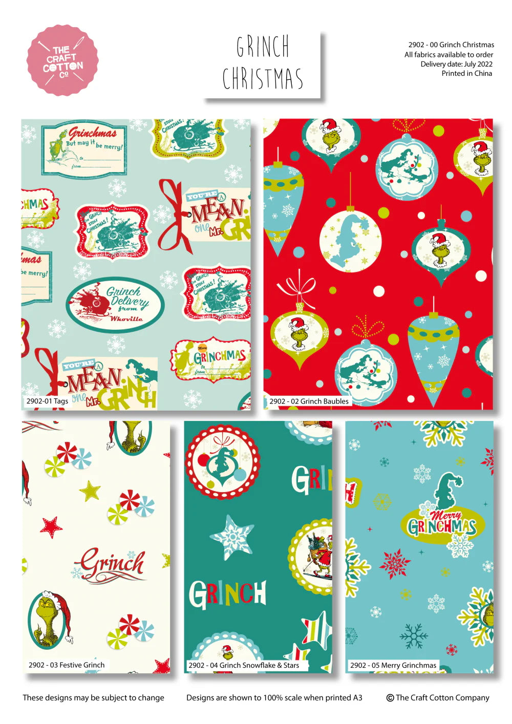 The Grinch Bold Christmas – 5 x Fat Quarter Bundle