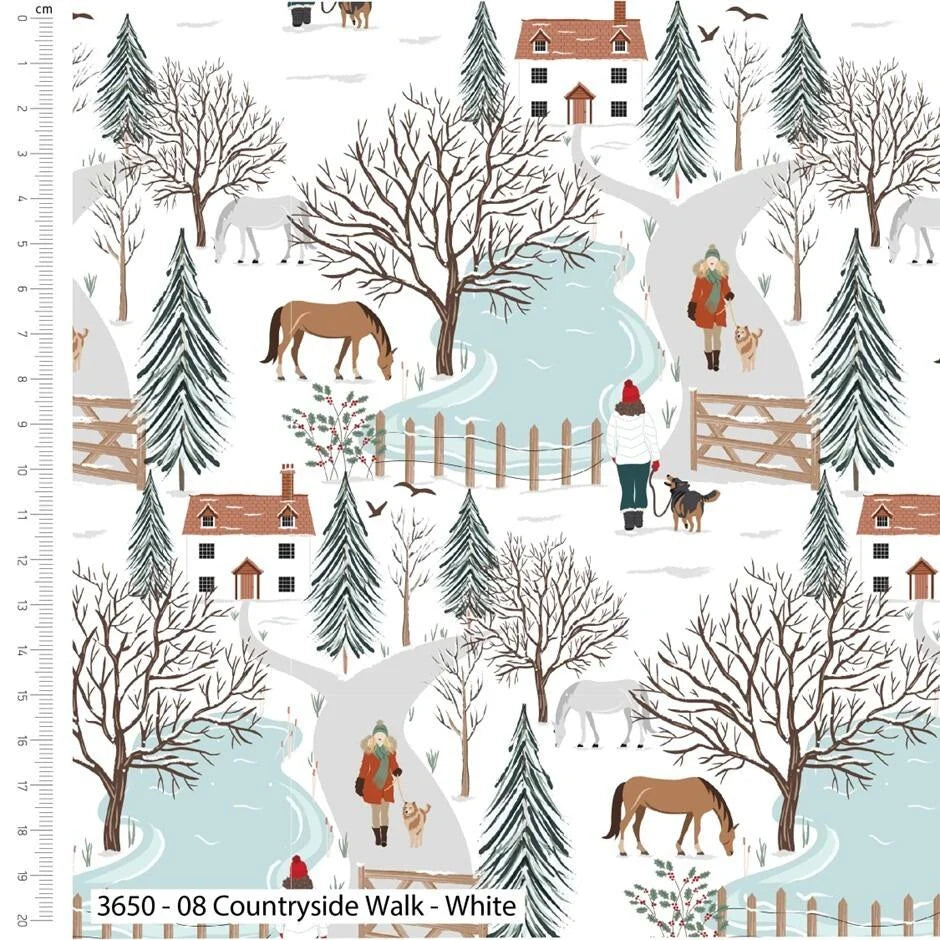 Craft cotton company – Christmas in the country by Victoria Louise Designs – Cotton Prints (3650) 08 countryside walk in white