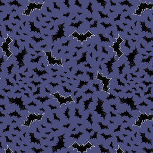Lewis & Irene - Castle Spooky bats on Purple Blue A575.1
