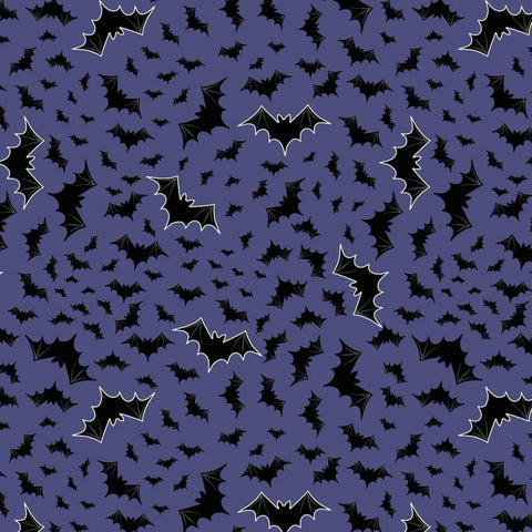 Lewis & Irene - Castle Spooky bats on Purple Blue A575.1
