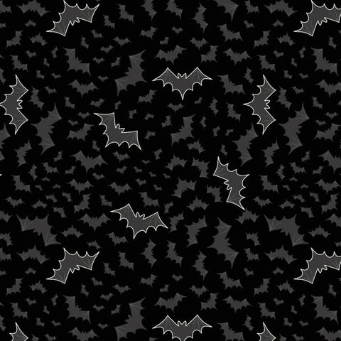 Lewis & Irene - Castle Spooky bats on Black A575.2