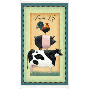 Farm life fabric panel by Tim Bowen QT fabrics