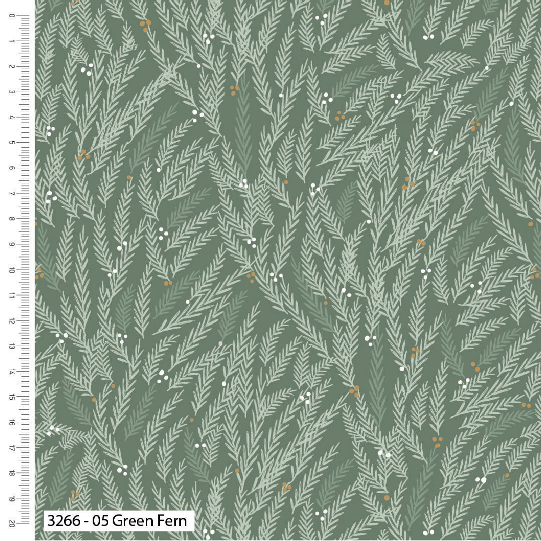 Craft cotton company - Welcome Home – Victoria Louise Design – Christmas – Organic Cotton Prints (3266) 05 Green Ferns