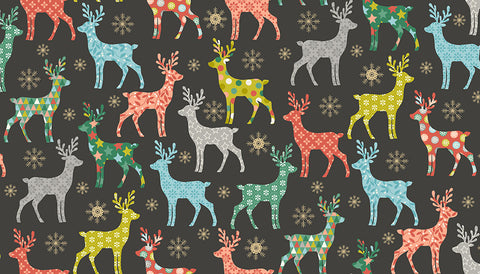 Makower - Merry - Reindeer Dark Gray 2111