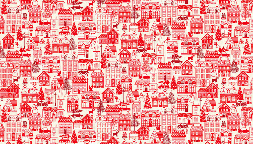 Makower - Scandi - Houses 2127 Red