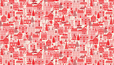 Makower - Scandi - Houses 2127 Red