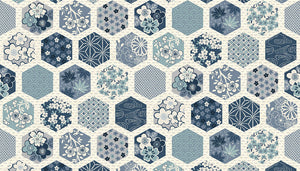 Makower - Indigo Hexagons 2151