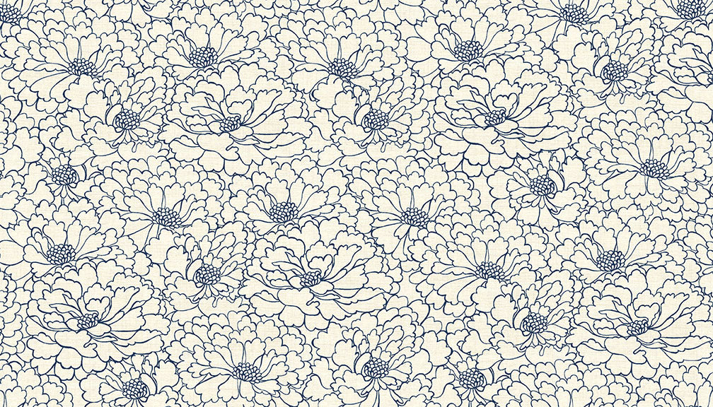 Makower - Indigo 2154 Chrysanthemum