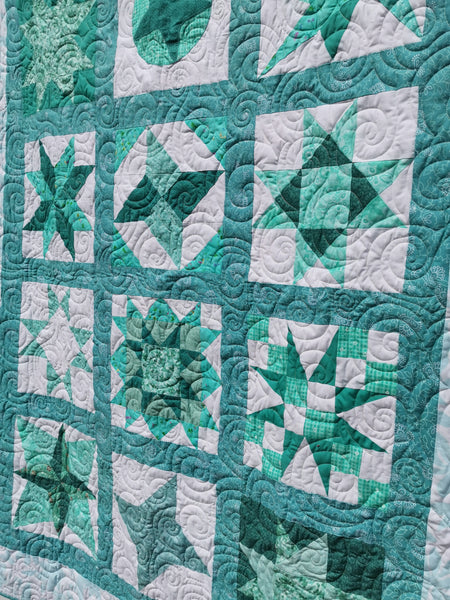 Handmade Patchwork Star Sampler Quilt