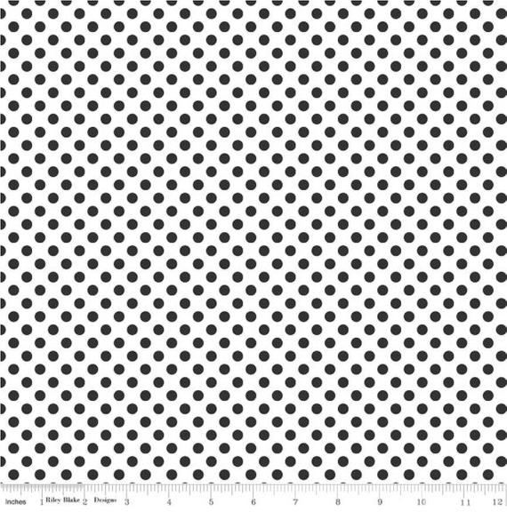 Riley Blake - Polka Dot C480-110 Black on white Small Dot