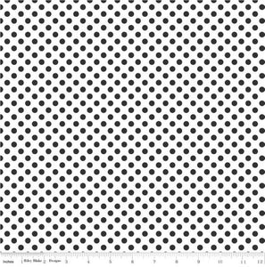 Riley Blake - Polka Dot C480-110 Black on white Small Dot