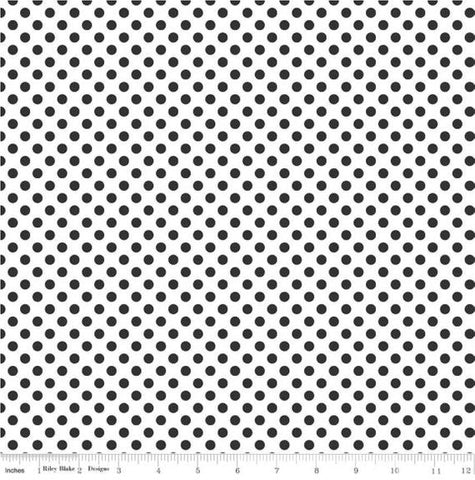 Riley Blake - Polka Dot C480-110 Black on white Small Dot